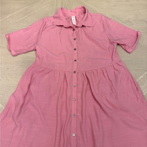 Pink A-Line Mini Dress with Peter Pan Collar - Picture 1 of 9